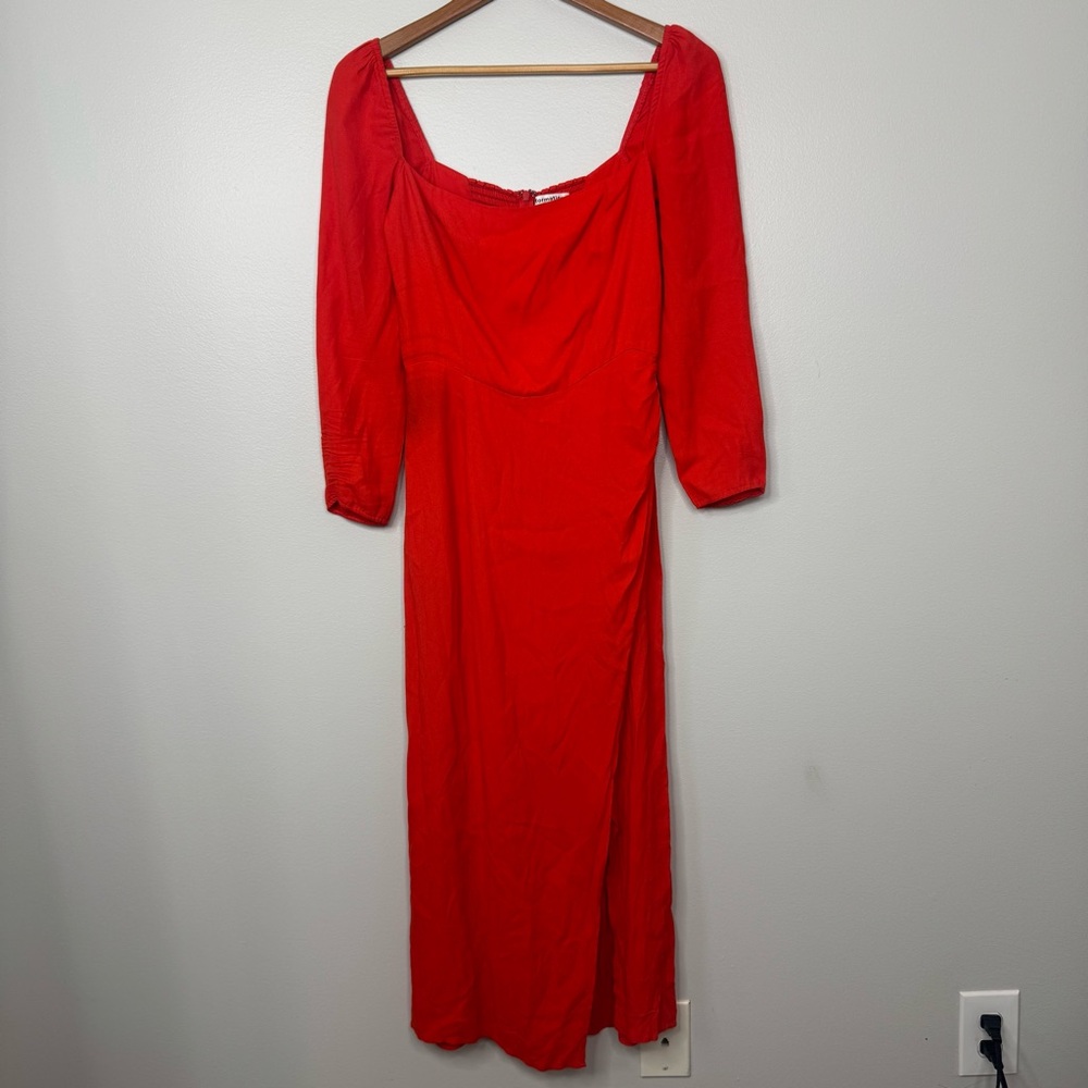 Reformation Hilda Dress 3/4 Sleeves Slim Bodice Faux Wrap Skirt 4